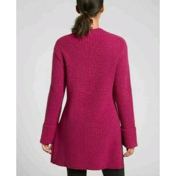 NWT ATHLETA Shasta V-Neck Sweater Oversized Merino Wool Chunky Knit Pink - Picture 3 of 3